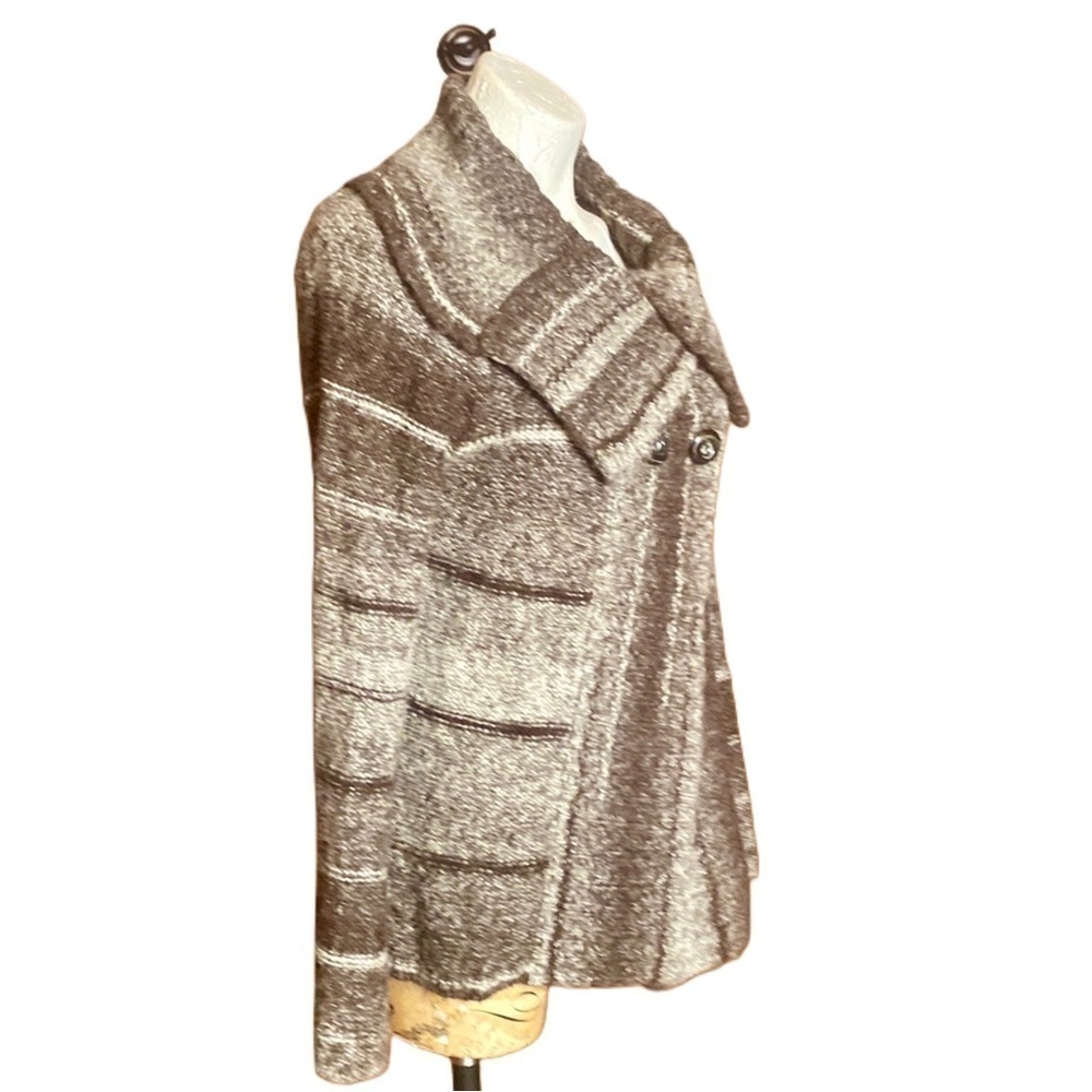 Marisa Christina Charcoal Grey Plaid Wool Sweater Cardigan Jacket size Large - Picture 4 of 9